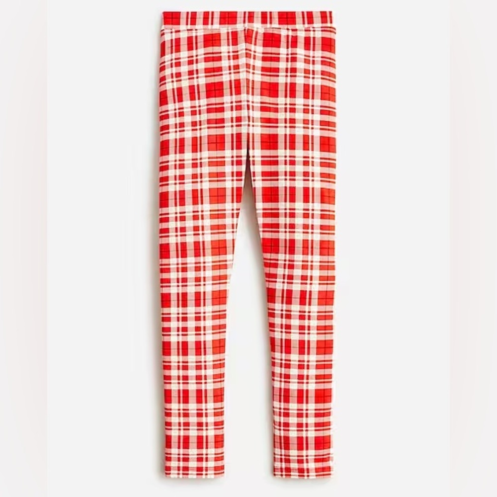 Crewcuts NWT‎ Girls' everyday leggings in tartan plaid in red and white
